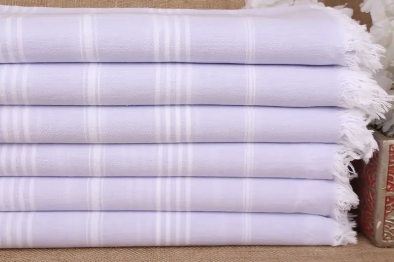 Personalized Turkish Beach Towel Light Lilac Striped Cotton, 36x67 Inches