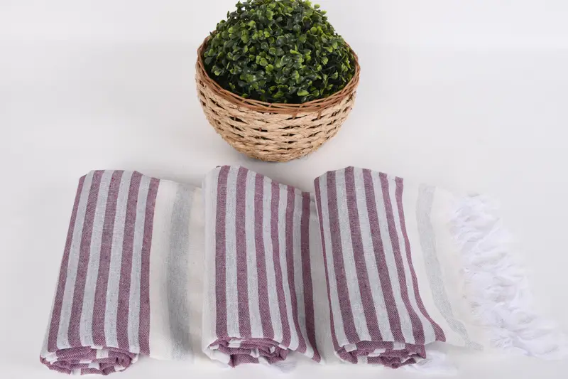 68x40 Cotton Striped Towel, Turkish Bath Towel Set, Quick-dry towel, Guest Towel, Quick-dry peshtemal, Absorbent Turkish towel, Peshtemal - 8