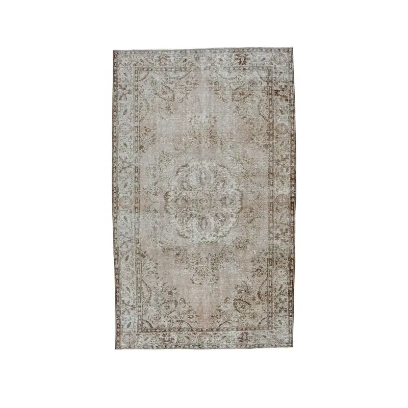 Turkish 6.2x10.4 ft Rug, Oushak Vintage Rug, Brown Moroccan Wool Rug - 1