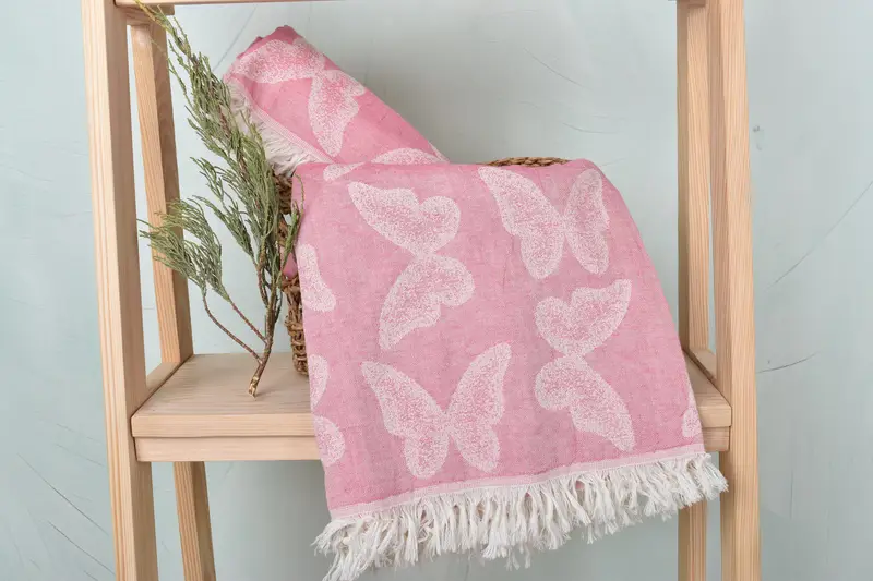 Girls Weekend Getaways Gifts, 68x36 Cotton Butterfly Pattern Towel, Lightweight towel, Xmas Gifts, Turkish bath towel, Spa Towel, Wedding Favors - 5