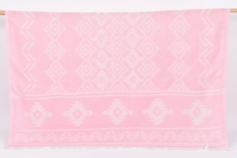 Personalized Pink Geometric Turkish Cotton Towel, 73x40 Inches