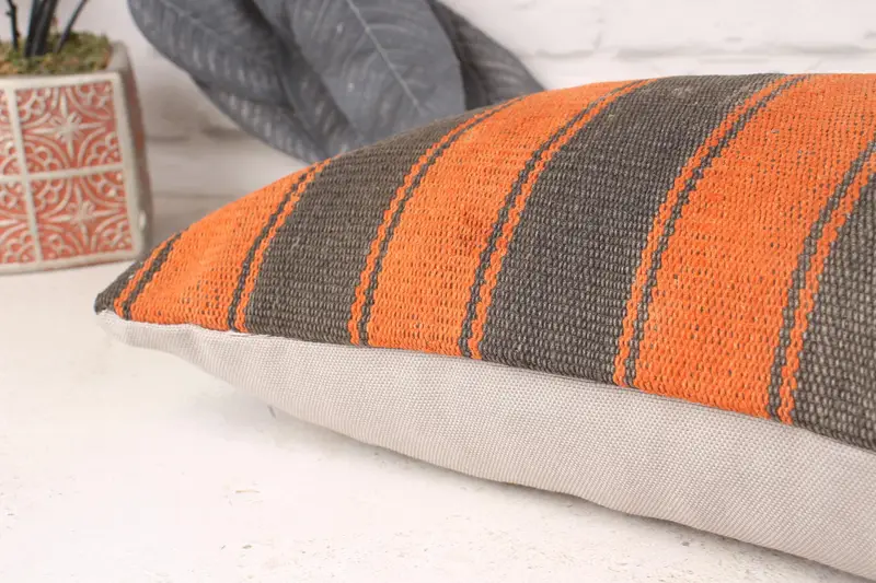 Vintage Kilim Throw Pillow, Gift Pillow, Sofa Cushion Case, Handmade Kilim Cushion, Cushion Case, 10x20 Orange Pillow, Outdoor Patio Pillow Cover - 6