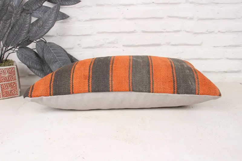Vintage Kilim Throw Pillow, Gift Pillow, Sofa Cushion Case, Handmade Kilim Cushion, Cushion Case, 10x20 Orange Pillow, Outdoor Patio Pillow Cover - 5