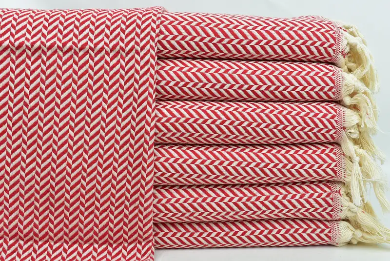 Custom Turkish Hand Towel Red Chevron, 18x36 Inches, Personalized