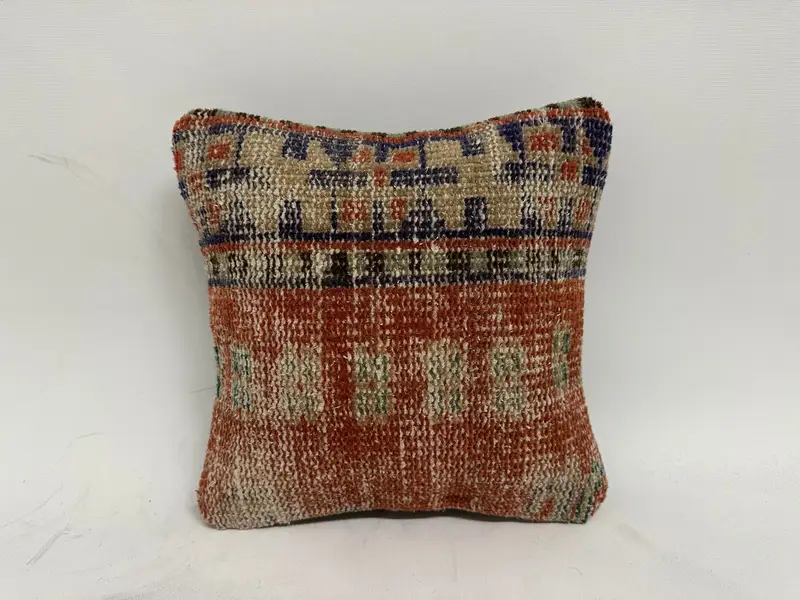 Boho Throw Cushion Cover, Throw Kilim Pillow, Cushion Cover, 12x12 Red Pillow Cover, Pillow for Couch, Handmade Kilim Cushion, Custom Cushion Cover - 1