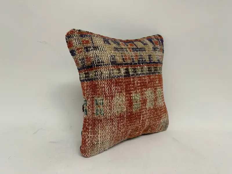 Boho Throw Cushion Cover, Throw Kilim Pillow, Cushion Cover, 12x12 Red Pillow Cover, Pillow for Couch, Handmade Kilim Cushion, Custom Cushion Cover - 3