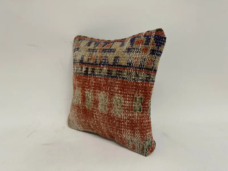 Boho Throw Cushion Cover, Throw Kilim Pillow, Cushion Cover, 12x12 Red Pillow Cover, Pillow for Couch, Handmade Kilim Cushion, Custom Cushion Cover - 4