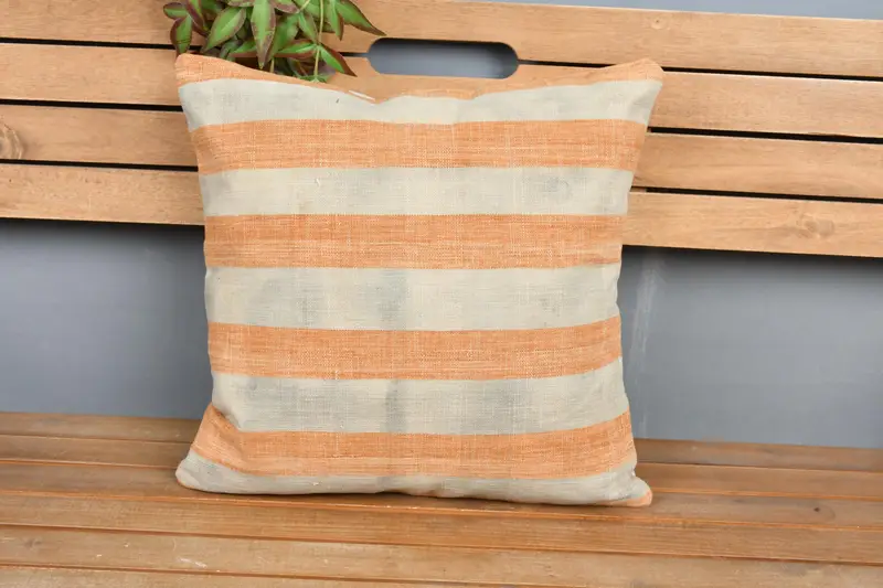 Cushion Case, 18x18 Orange Cushion, Handmade Kilim Cushion, Turkish Bench Pillow Cover, Lounge Throw Pillow Sham, Kilim Pillow, Throw Kilim Pillow - 6