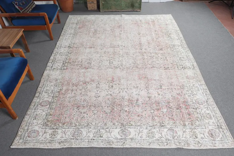 Kırmızı, Bej Hayvan Baskılı Halı, 7,3x9,8 ft Şık Dekor