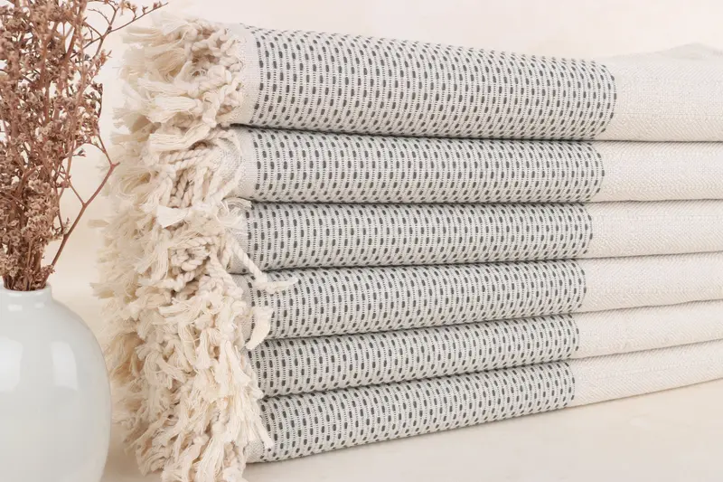 Kişiye Özel Havlu Haki Yeşil Keten 40x71 İnç, El Dokuma, Organik Türk Pamuğu