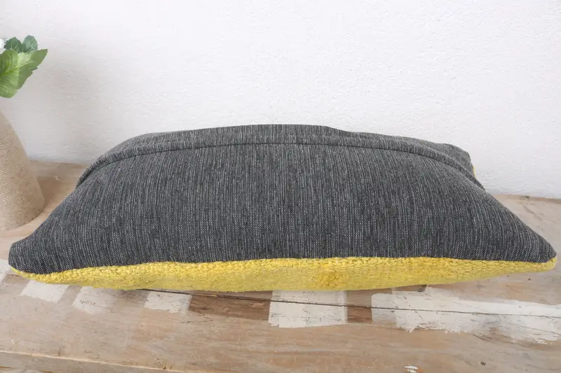 Sofa Bolster Cushion Case, Throw Kilim Pillow, Vintage Kilim Throw Pillow, Antique Pillows, 8x16 Yellow Pillow Case, Pillow Cover - 7