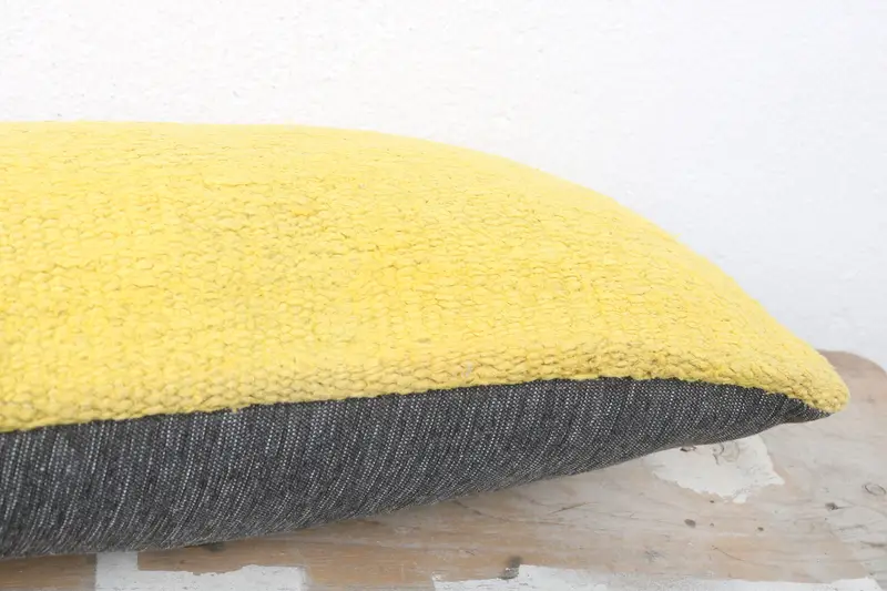 Sofa Bolster Cushion Case, Throw Kilim Pillow, Vintage Kilim Throw Pillow, Antique Pillows, 8x16 Yellow Pillow Case, Pillow Cover - 6
