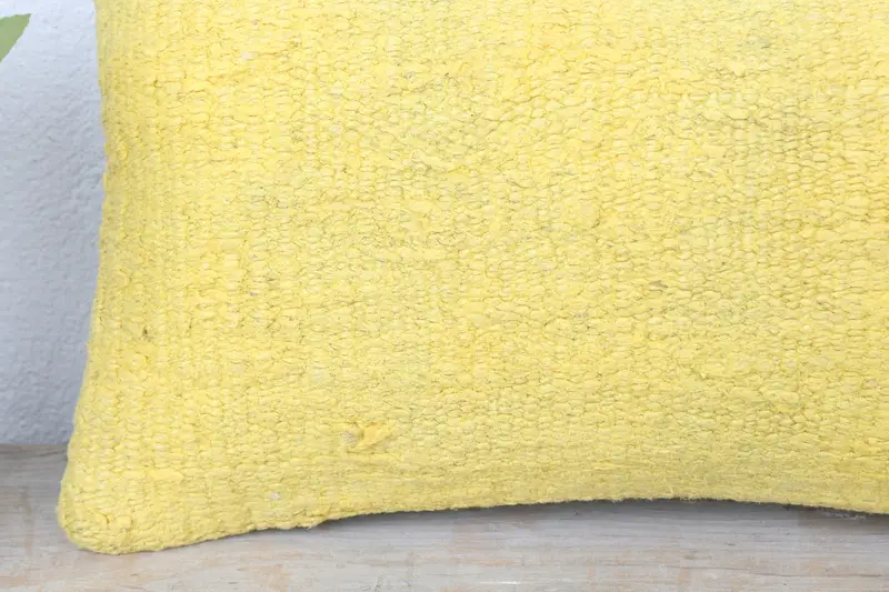 Sofa Bolster Cushion Case, Throw Kilim Pillow, Vintage Kilim Throw Pillow, Antique Pillows, 8x16 Yellow Pillow Case, Pillow Cover - 3