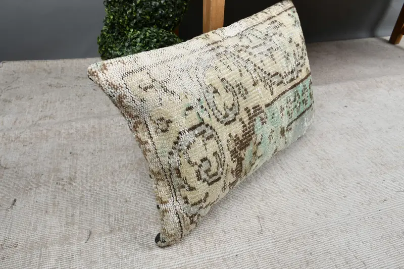 16x24 Green Pillow Cover, Pillow Case, Vintage Kilim Throw Pillow, Kilim Cushion Sham, Turkish Kilim Pillow, Retro Pillow Cover - 7