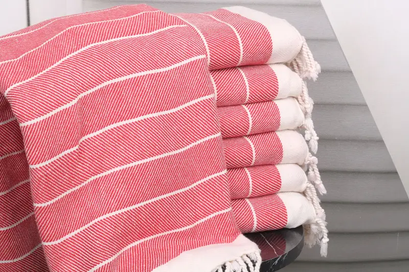 Personalized Beach Towel Monogrammed Turkish Cotton Red, 40x71 Inches