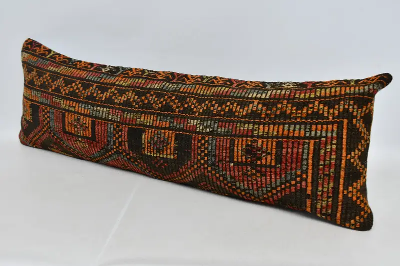Antique Pillows, Kilim Cushion Sham, Cushion Cover, 16x48 Red Pillow Case, Bolster Cushion Cover, Gift Pillow, Bolster Throw Cushion - 4