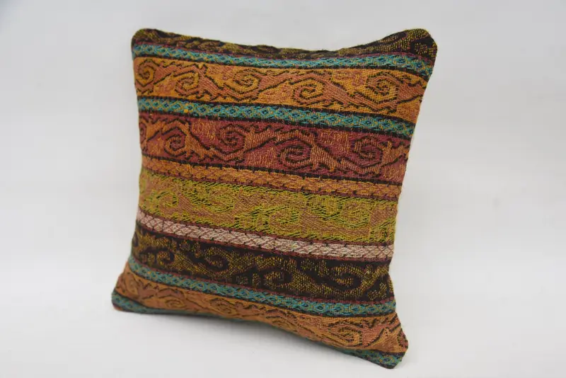 Handmade Kilim Cushion, Kilim Cushion Sham, Pillow for Couch, Nautical Throw Pillow Case, Pillow Case, 12x12 Orange Cushion Cover - 3