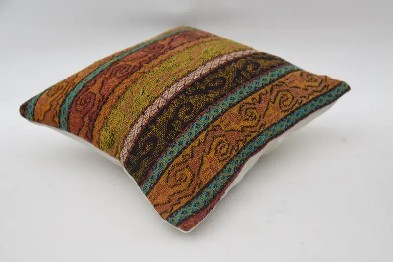 Handmade Kilim Cushion, Kilim Cushion Sham, Pillow for Couch, Nautical Throw Pillow Case, Pillow Case, 12x12 Orange Cushion Cover - 6
