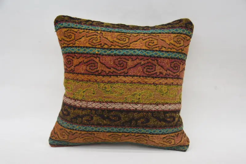 Handmade Kilim Cushion, Kilim Cushion Sham, Pillow for Couch, Nautical Throw Pillow Case, Pillow Case, 12x12 Orange Cushion Cover - 4