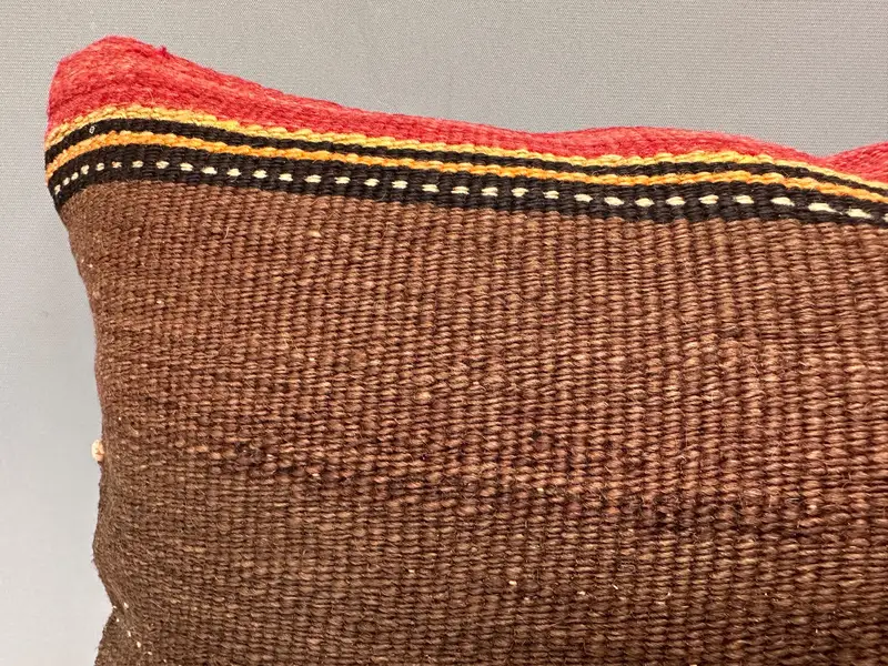 Pillow, Vintage Kilim Pillow, 12x20 Brown Cushion, Vintage Pillow, Decorative Bolster Cushion Case, Outdoor Bolster Cushion Case, Turkish Pillow - 5
