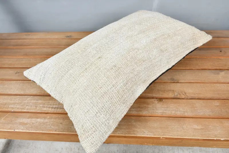 Pillow, Vintage Pillow, Sustainable Cushion, Retro Throw Cushion Case, Kilim Pillow, Pillow for Sofa, 12x20 Beige Pillow Cover - 2