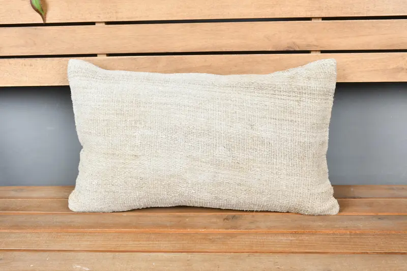 Pillow, Vintage Pillow, Sustainable Cushion, Retro Throw Cushion Case, Kilim Pillow, Pillow for Sofa, 12x20 Beige Pillow Cover - 6