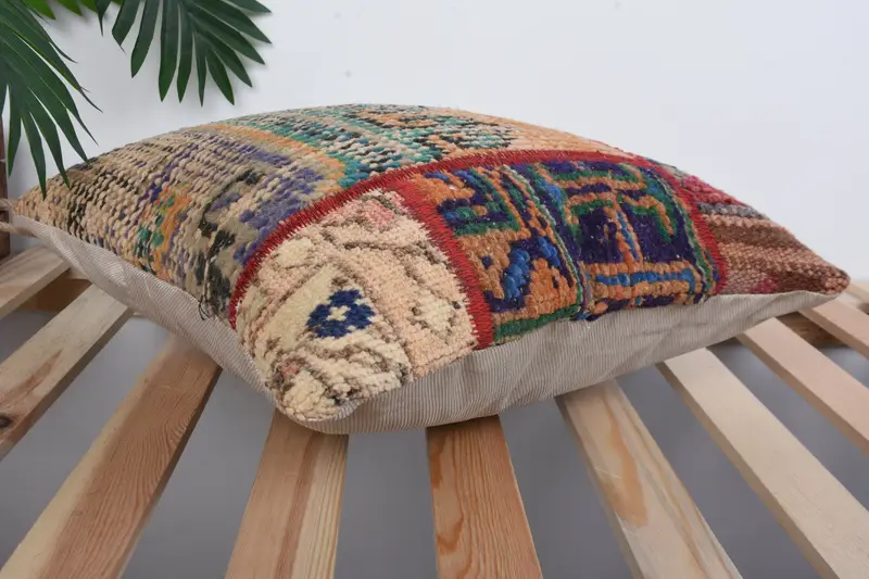 Turkish Bench Cushion Case, Home Decor Pillow, Handmade Kilim Cushion, Boho Pillow Sham Cover, Pillow Sham, 16x16 Red Cushion - 6