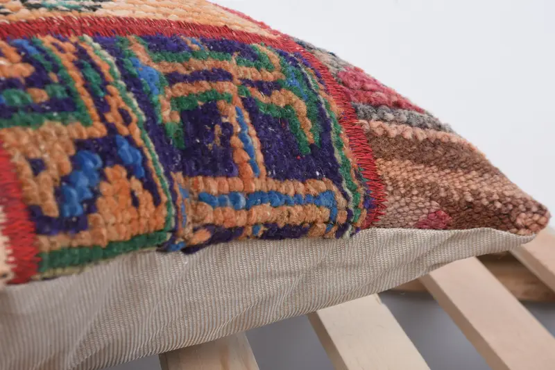 Turkish Bench Cushion Case, Home Decor Pillow, Handmade Kilim Cushion, Boho Pillow Sham Cover, Pillow Sham, 16x16 Red Cushion - 7