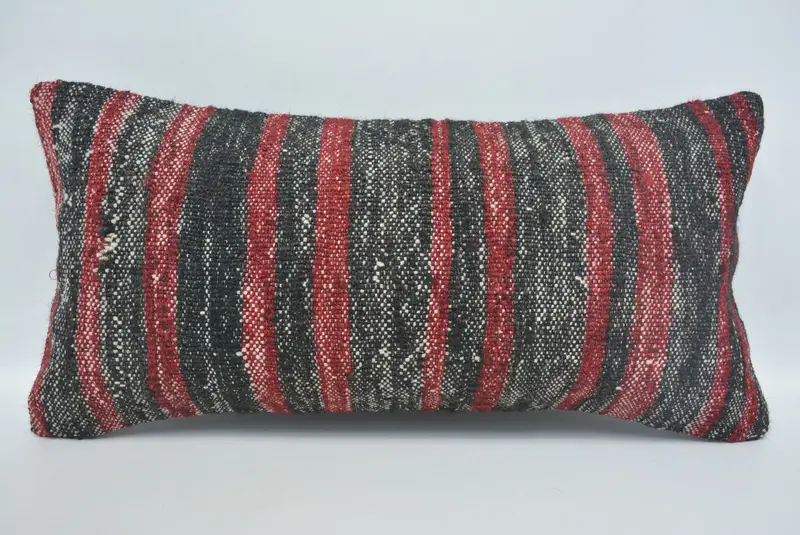 12x24 Red Pillow, Pillow for Sofa, Turkish Kilim Pillow, Rustic Pillow Sham, Pillow Sham, Boho Pillow Sham Cover, Neutral Throw Pillow Sham - 1