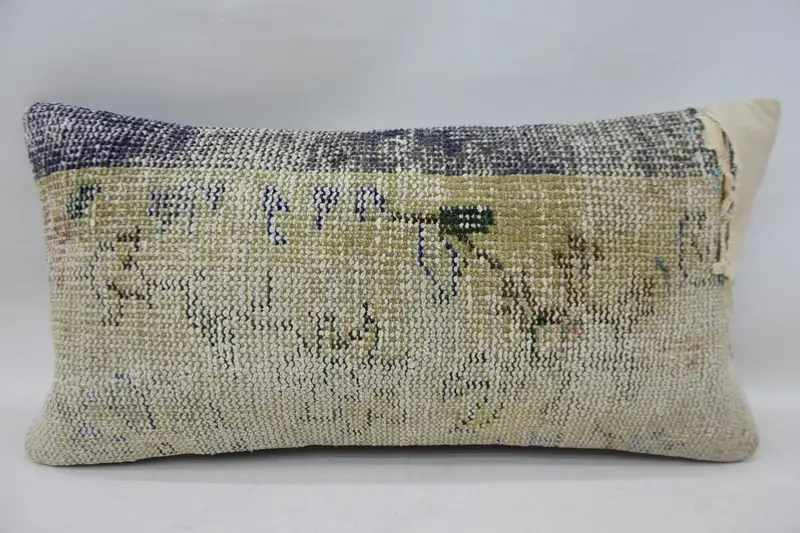 Geometric Embroidered Pillow, 12x24 Inches Decorative Pillow - 1