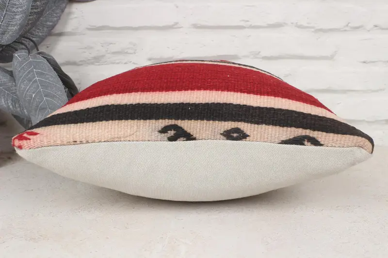 Sofa Pillow Sham, Pillow Case, 14x14 Red Pillow Cover, Vintage Kilim Pillow, Chair Pillow, Kilim Pillow, Decorative Throw Pillow, Turkish Pillow - 5