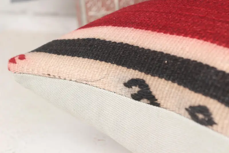 Sofa Pillow Sham, Pillow Case, 14x14 Red Pillow Cover, Vintage Kilim Pillow, Chair Pillow, Kilim Pillow, Decorative Throw Pillow, Turkish Pillow - 7