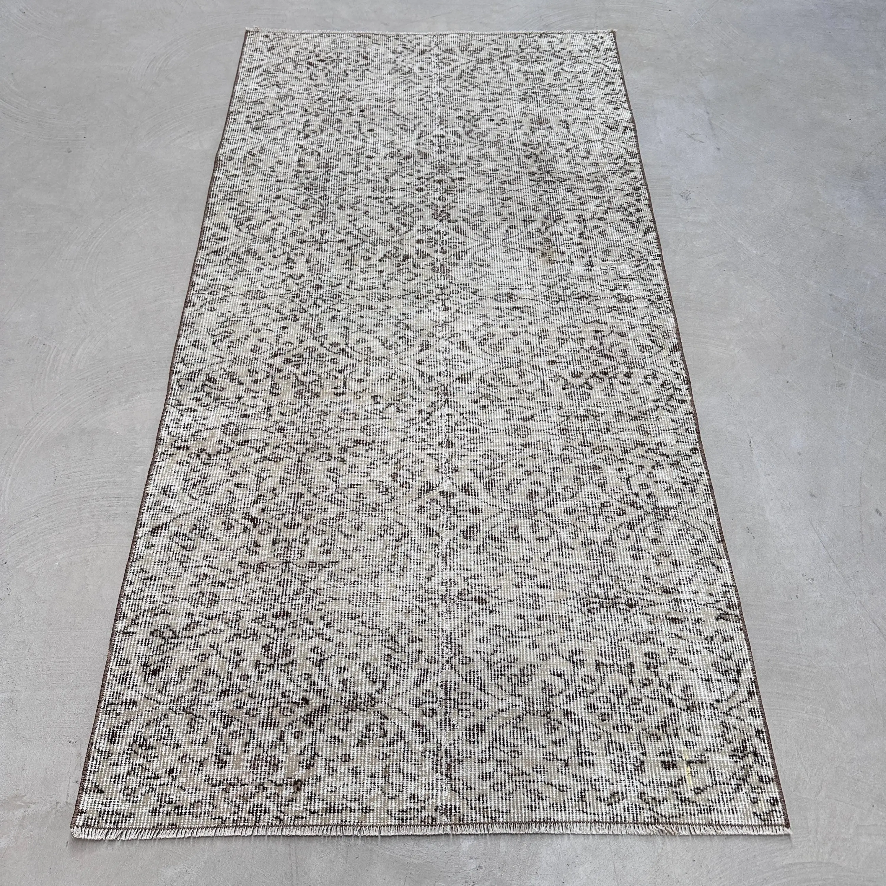 Türk Vintage Halı 3.37x6.7 ft, Gri Düz Halı - 1