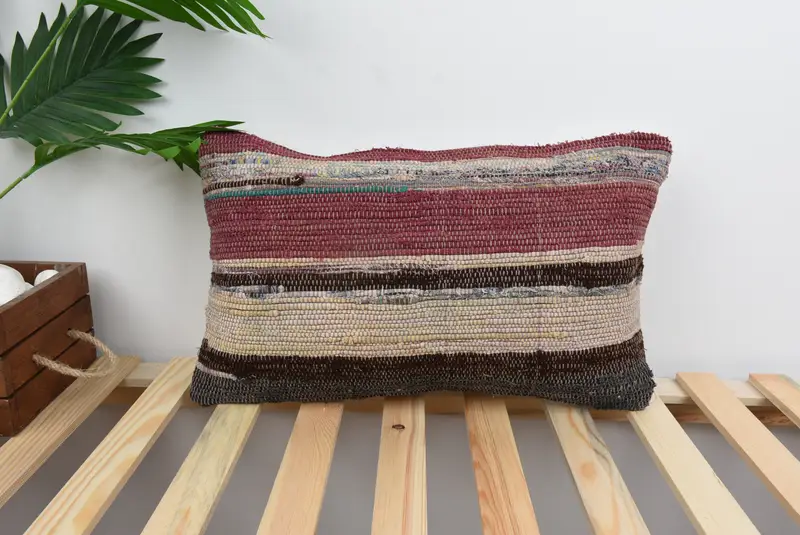 Vintage Kilim Throw Pillow, Pet Cushion Cover, Wholesale Cushion, Pillow Cover, Pillow for Couch, Pillow for Sofa, 12x20 Red Cushion Cover - 1
