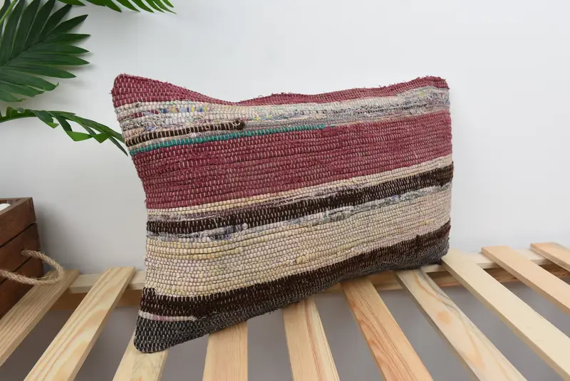 Vintage Kilim Throw Pillow, Pet Cushion Cover, Wholesale Cushion, Pillow Cover, Pillow for Couch, Pillow for Sofa, 12x20 Red Cushion Cover - 4