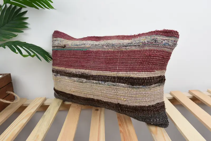 Vintage Kilim Throw Pillow, Pet Cushion Cover, Wholesale Cushion, Pillow Cover, Pillow for Couch, Pillow for Sofa, 12x20 Red Cushion Cover - 5