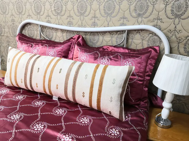 Handmade 16x48 Inch Striped Throw Pillow, Vintage Rectangle Cushion