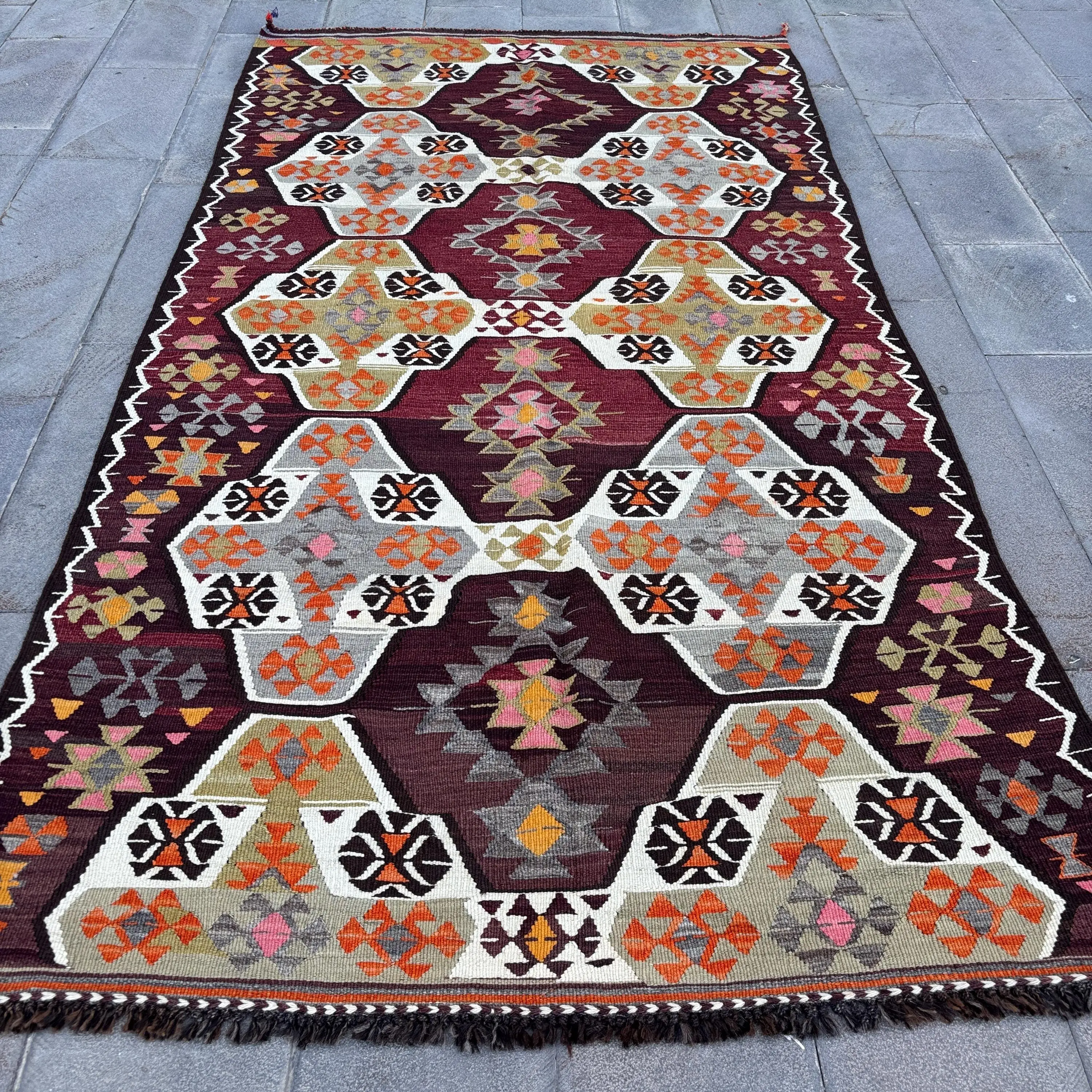 Vintage 5,2x9,5 ft Teppich, großer türkischer Teppich, rot-orangefarbener Wollteppich - 1