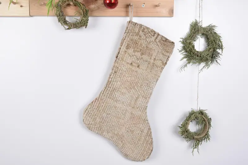 19 İnç Noel Süs Çorabı, Şenlikli Kilim Desenli Noel Çorabı