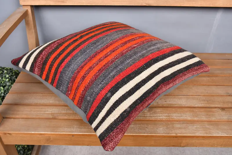 Traditional Cushion, Boho Pillow, Outdoor Pillow, Vintage Pillow, Office Chair Cushion Case, Kilim Pillow, 20x20 Red Cushion Cover, Cushion - 2