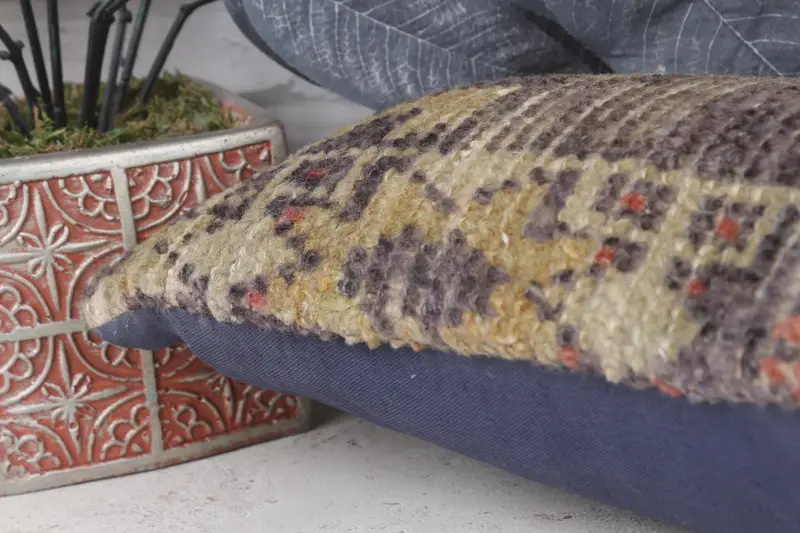 Vintage Pillow, One Of A Kind Cushion, Boho Pillow Sham Cover, Kilim Cushion Sham, Ethnic Throw Pillow Sham, 8x16 Brown Pillow Sham, Pillow Cover - 7