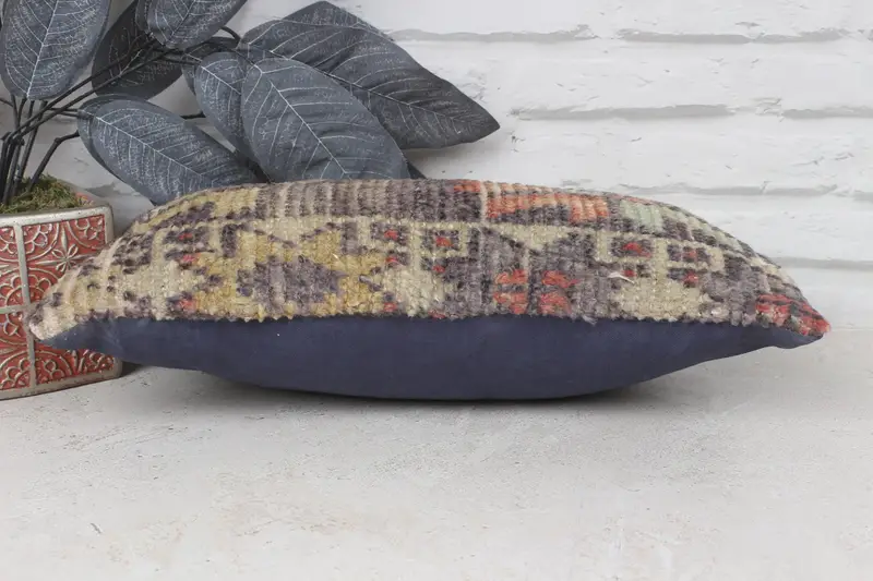 Vintage Pillow, One Of A Kind Cushion, Boho Pillow Sham Cover, Kilim Cushion Sham, Ethnic Throw Pillow Sham, 8x16 Brown Pillow Sham, Pillow Cover - 5