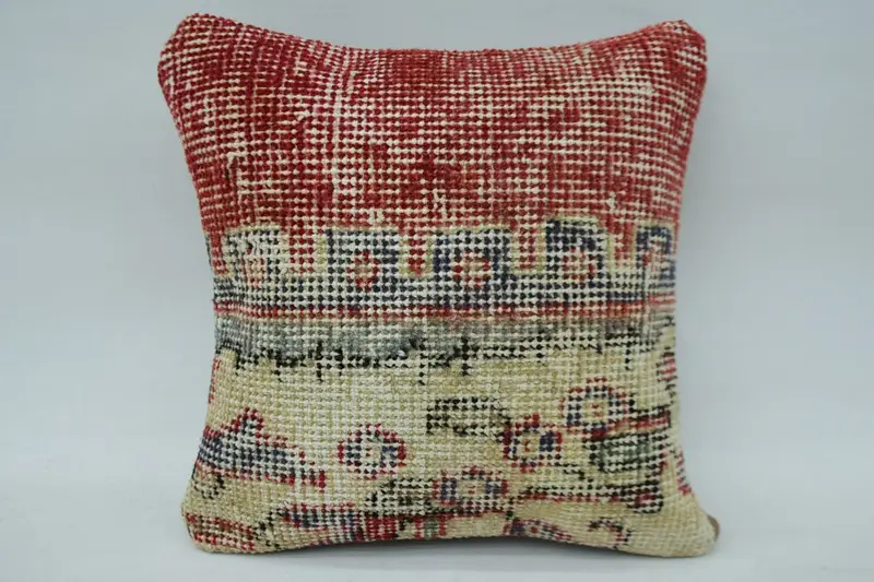 12x12 Red Cushion, Pillow Cover, Ethnic Pillow Cover Pillow Case, Kilim Pillow Cover, Kilim Cushion Sham, Interior Designer Pillow - 1