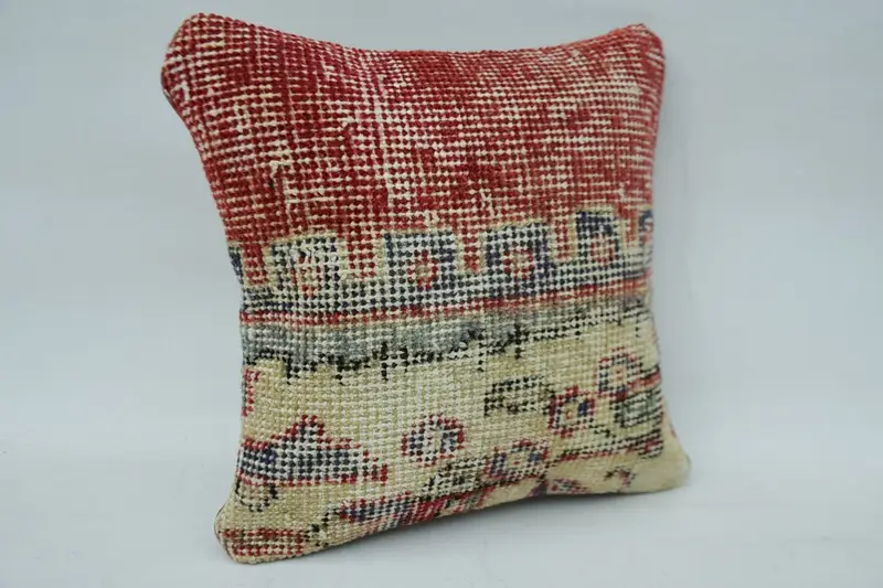 12x12 Red Cushion, Pillow Cover, Ethnic Pillow Cover Pillow Case, Kilim Pillow Cover, Kilim Cushion Sham, Interior Designer Pillow - 2