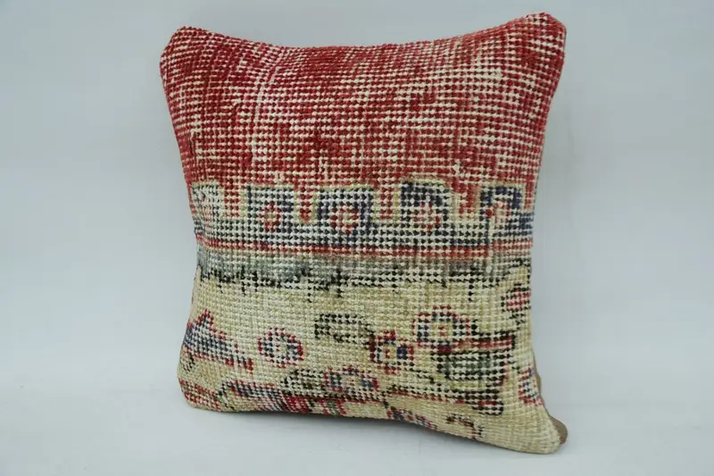 12x12 Red Cushion, Pillow Cover, Ethnic Pillow Cover Pillow Case, Kilim Pillow Cover, Kilim Cushion Sham, Interior Designer Pillow - 3