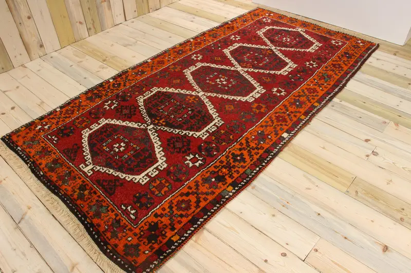 Vintage Alan Halısı 4.3x8.7 ft, Kırmızı Güneybatı Türk Yün Halısı - 1
