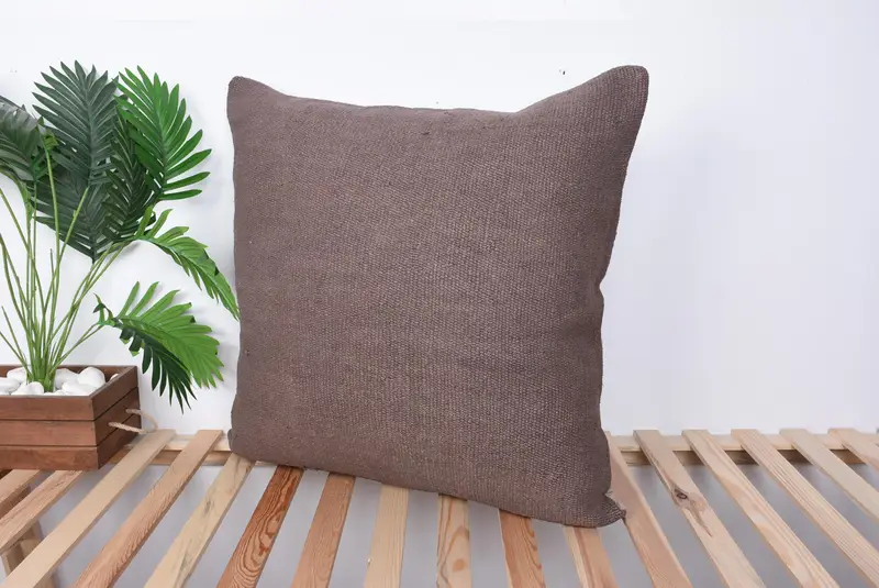 Turkish Pillow, Nomadic Pillow Cover, 28x28 Brown Cushion Case, Turkish Kilim Pillow, Kilim Cushion Sham, Cushion, Vintage Throw Cushion - 5