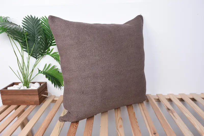 Turkish Pillow, Nomadic Pillow Cover, 28x28 Brown Cushion Case, Turkish Kilim Pillow, Kilim Cushion Sham, Cushion, Vintage Throw Cushion - 4