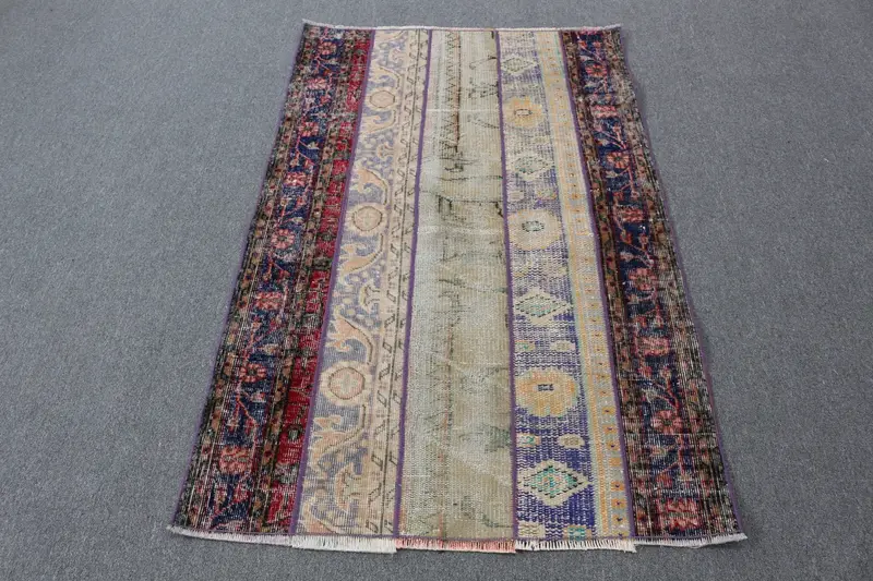 Alfombra Floral y Geométrica Azul 100x120cm Decoración Elegante