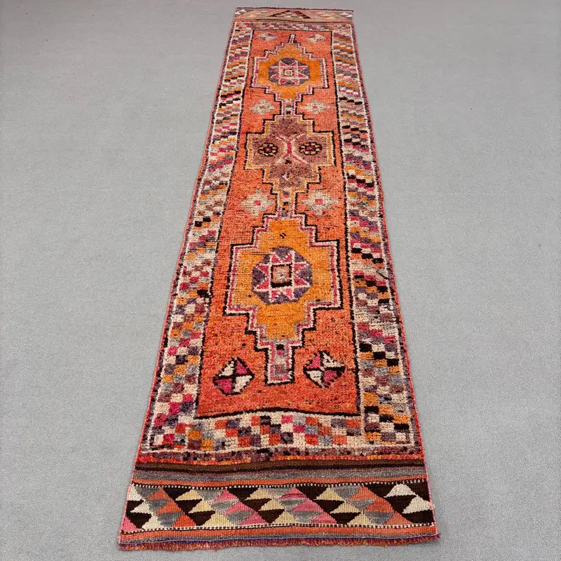 Turuncu Kamuflaj Halı, 2,5x11,1 ft Şık Dekor